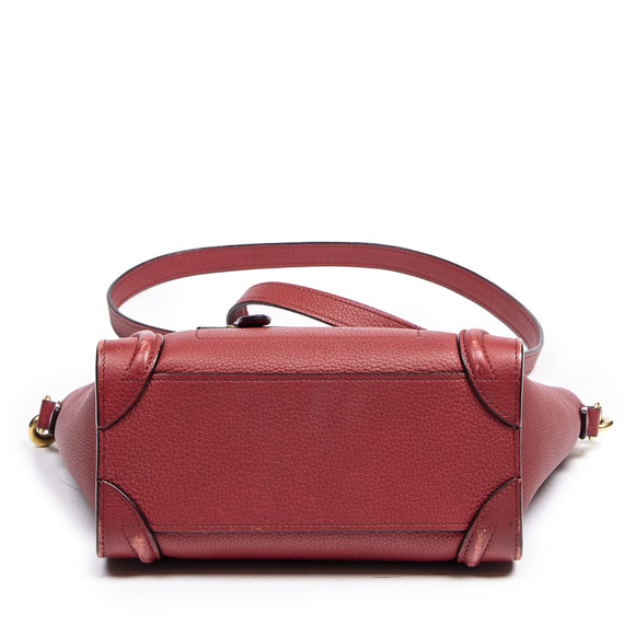 Celine Nano Luggage in Red Grained Leather - Picture 4 of 8